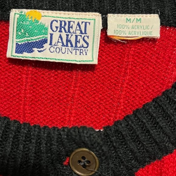 Vintage Great Lakes holiday red knit cardigan - Picture 5 of 9